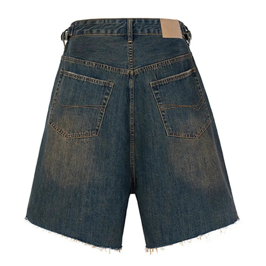 Wide Leg Vintage Jeans Short Men Summer Loose Casual Blue Denim Pants Retro Y2K Shorts Hominus Denim