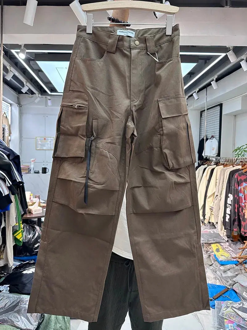 Wide Solid Color Cargo Pant