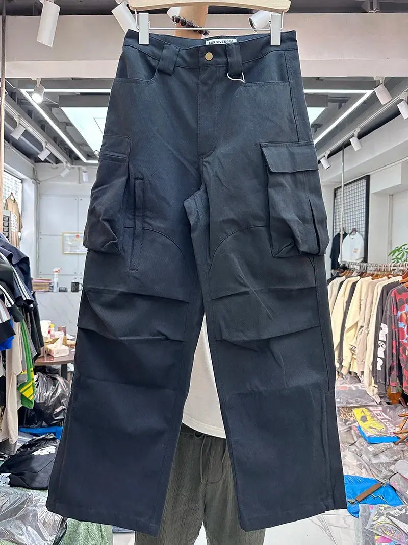 Wide Solid Color Cargo Pant