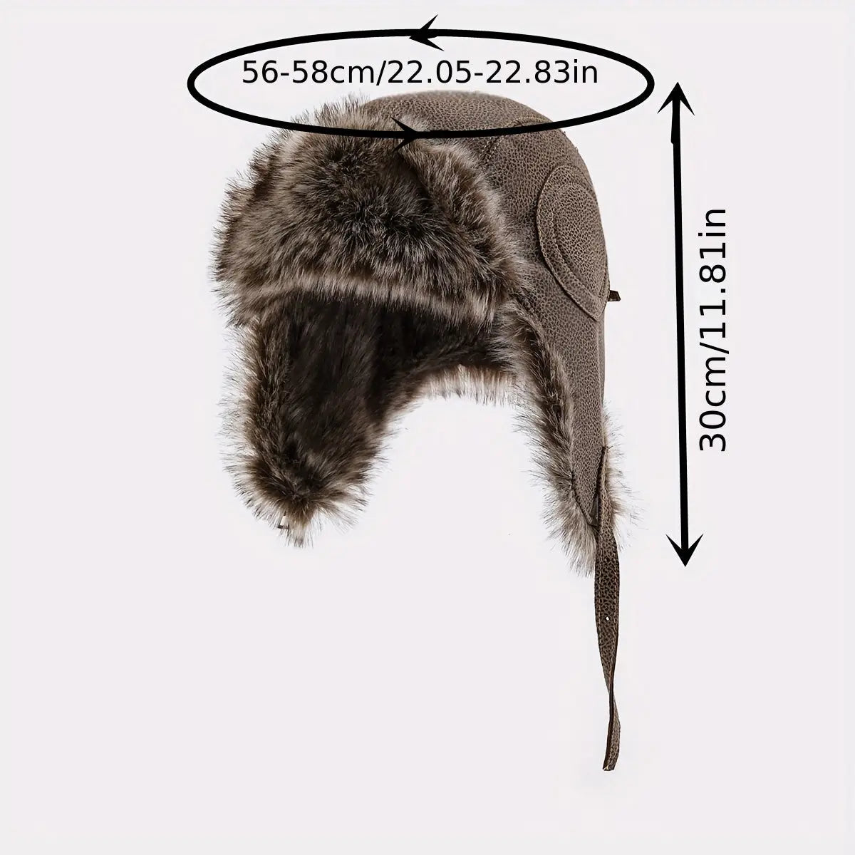 Winter Bomber Hat with Ear Flaps - Unisex Faux Fur Trapper Hat, Hand Washable PU Leather Outdoor Riding Cap, Inelastic Ear Warmer with Buckle Closure, Thick Thermal Windproof Aviator Hat Hominus Denim