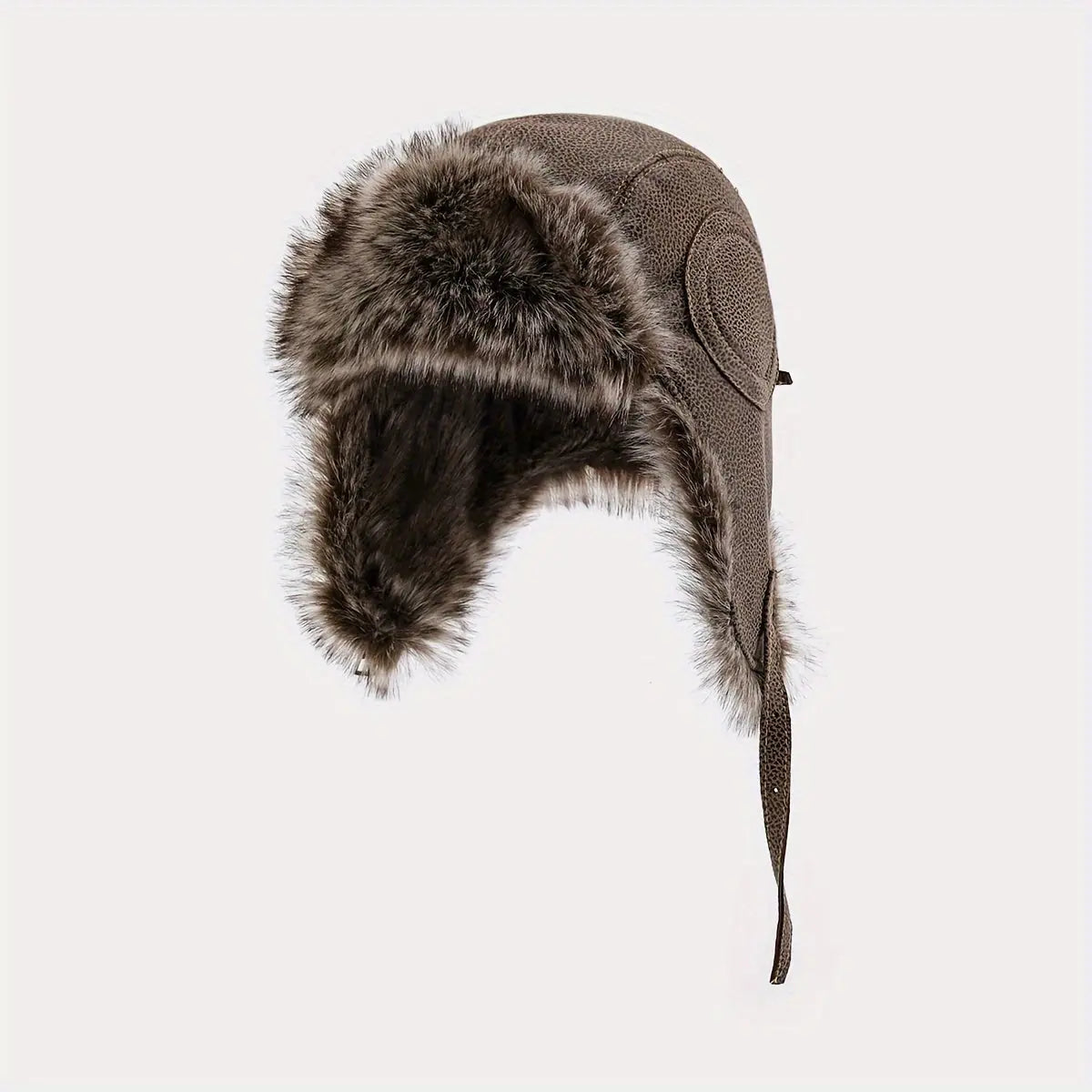 Winter Bomber Hat with Ear Flaps - Unisex Faux Fur Trapper Hat, Hand Washable PU Leather Outdoor Riding Cap, Inelastic Ear Warmer with Buckle Closure, Thick Thermal Windproof Aviator Hat Hominus Denim