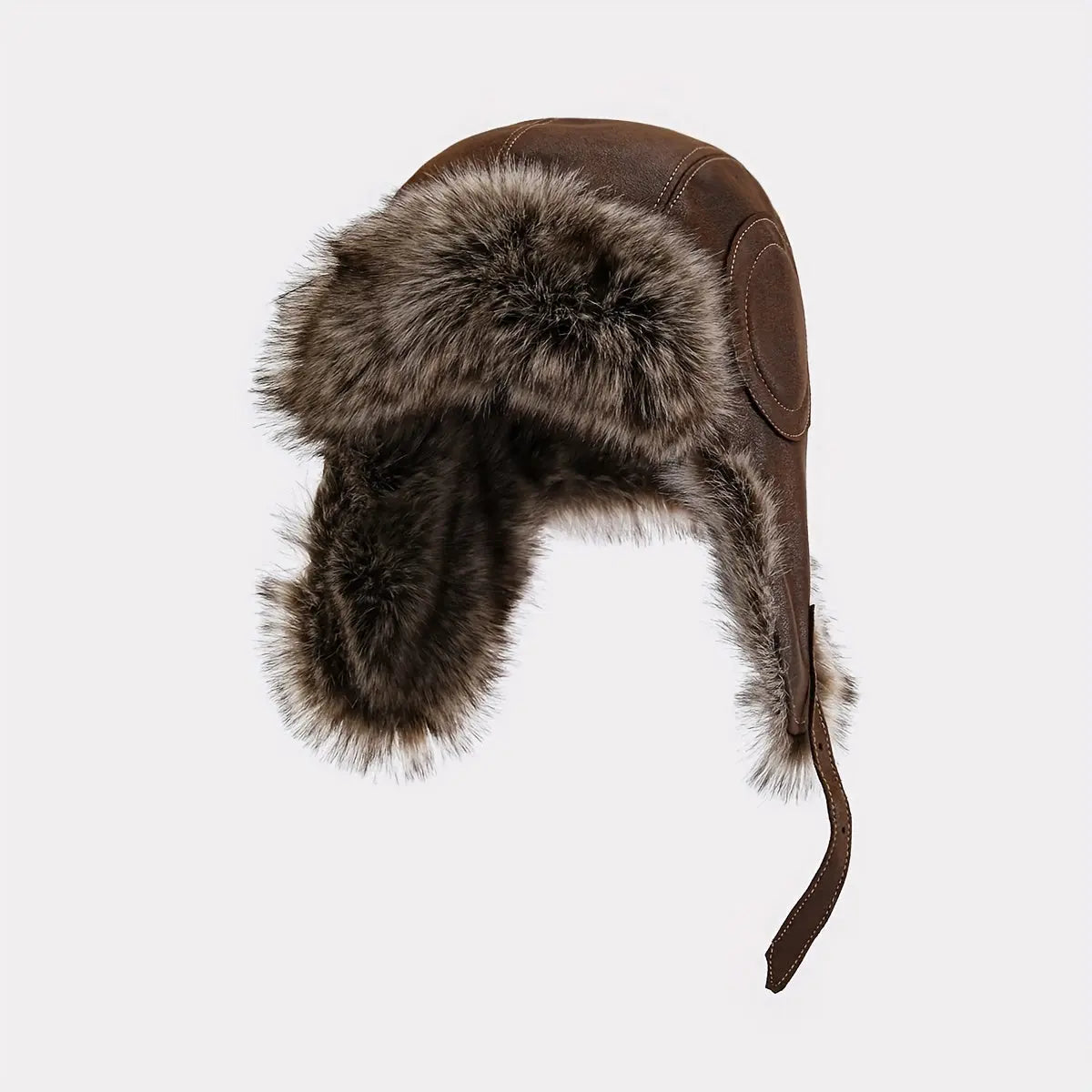 Winter Bomber Hat with Ear Flaps - Unisex Faux Fur Trapper Hat, Hand Washable PU Leather Outdoor Riding Cap, Inelastic Ear Warmer with Buckle Closure, Thick Thermal Windproof Aviator Hat Hominus Denim