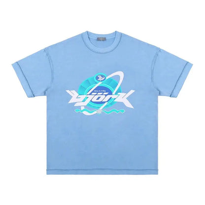 Y2K Blue Logo Printed Tee