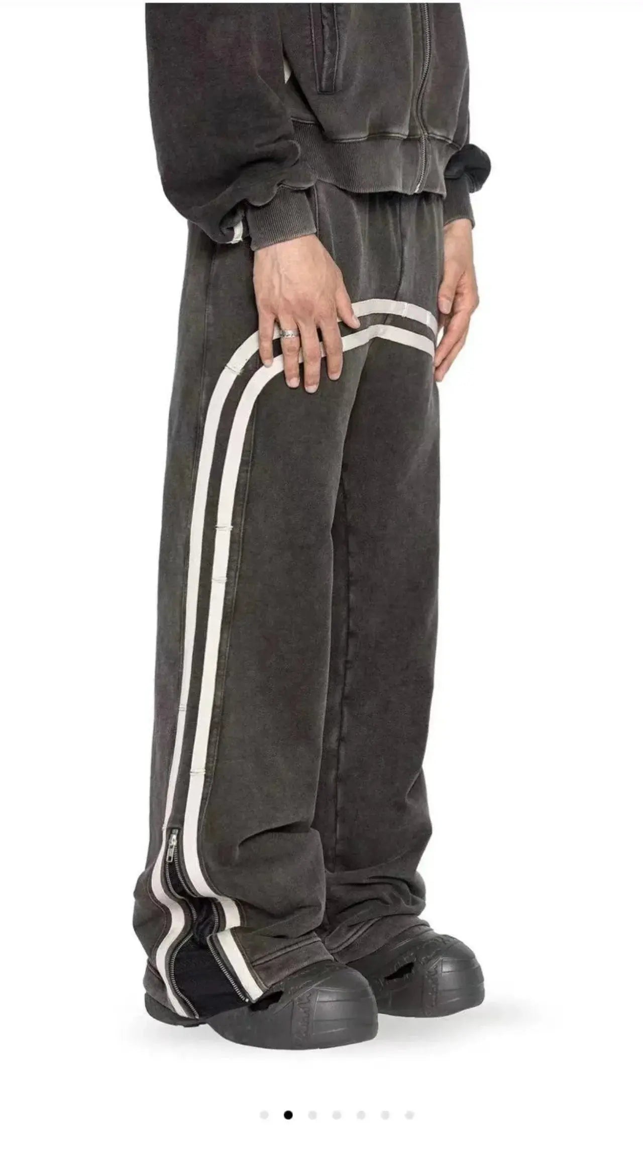 Y2K Cargo Pants Harajuku Double Stripes Zipper Embroidered Waist Retro Streetwear High waisted Wide Leg Pants Men Women Trousers Hominus Denim