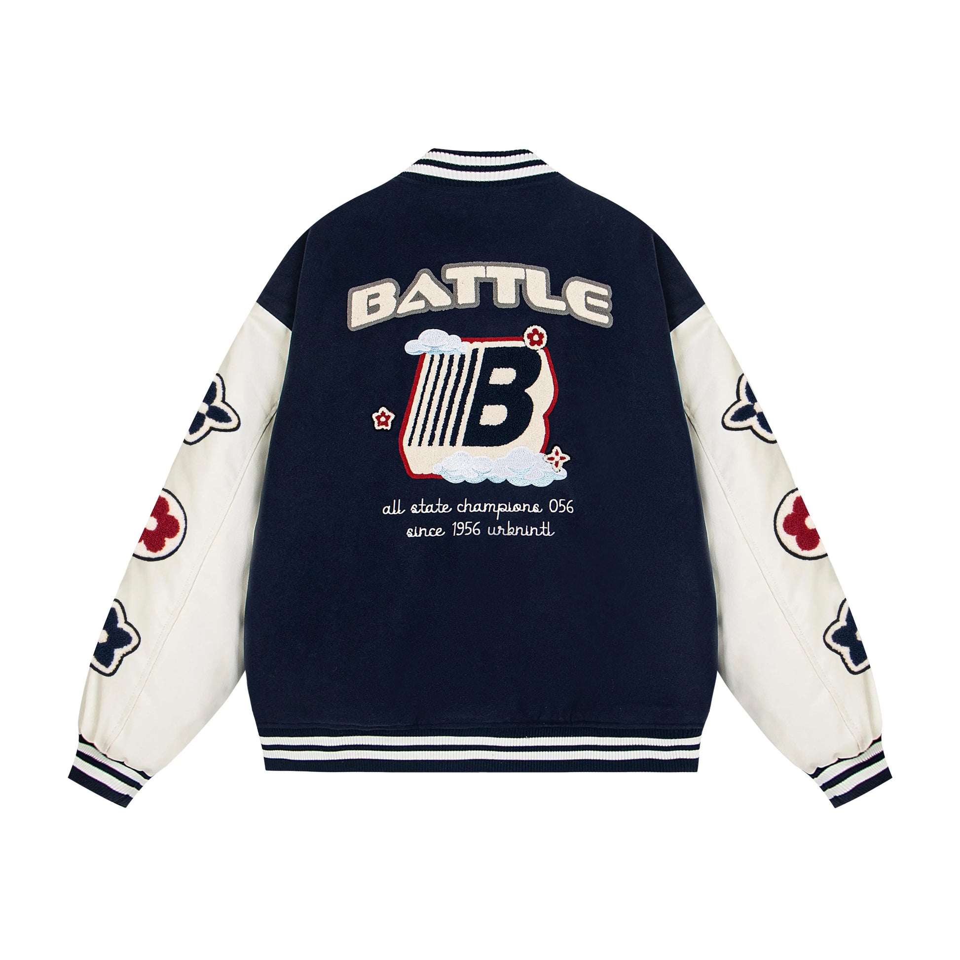 Y2K Embroidered Leather Varsity Jacket Hominus Denim