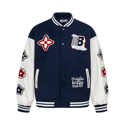 Y2K Embroidered Leather Varsity Jacket Hominus Denim