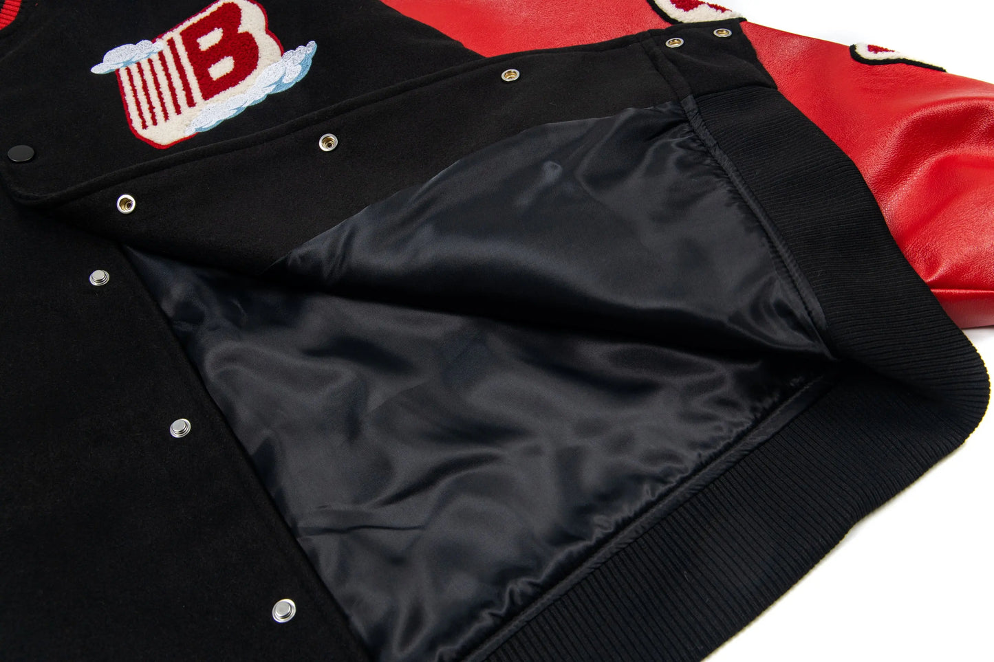 Y2K Embroidered Leather Varsity Jacket Hominus Denim