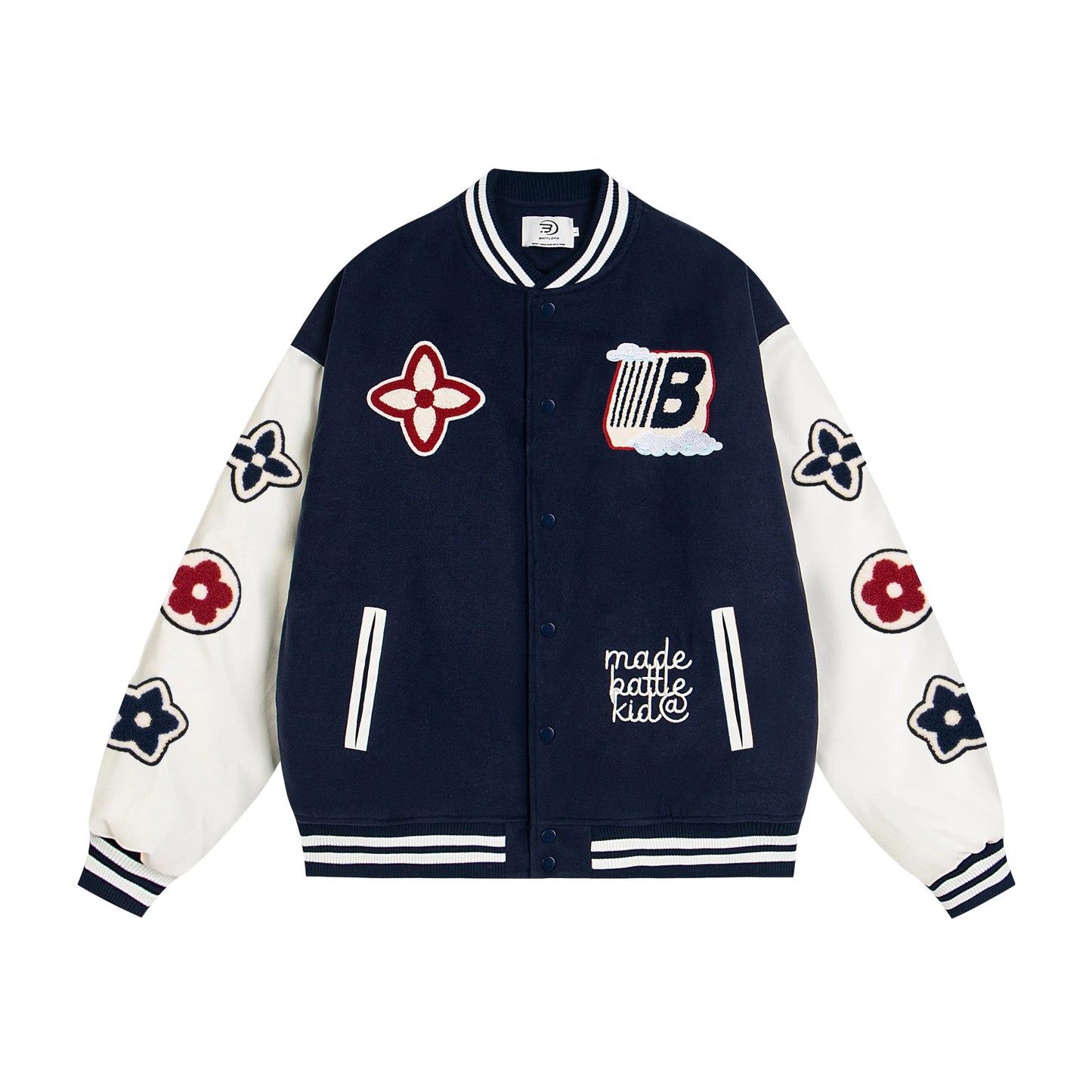 Y2K Embroidered Leather Varsity Jacket Hominus Denim