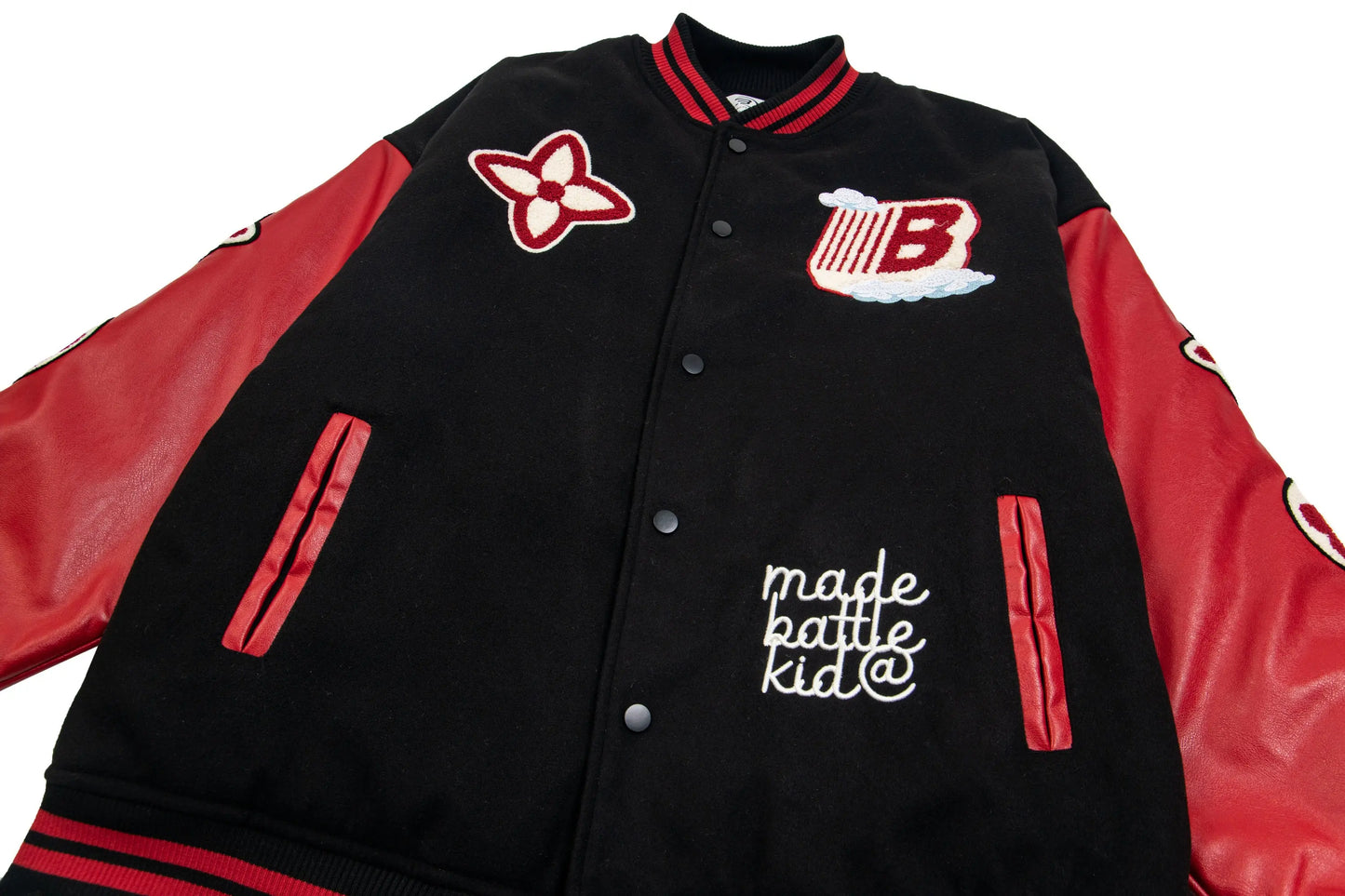 Y2K Embroidered Leather Varsity Jacket Hominus Denim