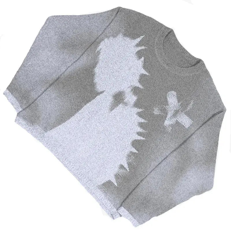 Y2K Printed Men Spike Design Knit