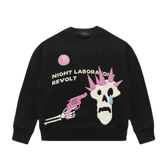 Y2K Skull Punk Puff Printed Sweater