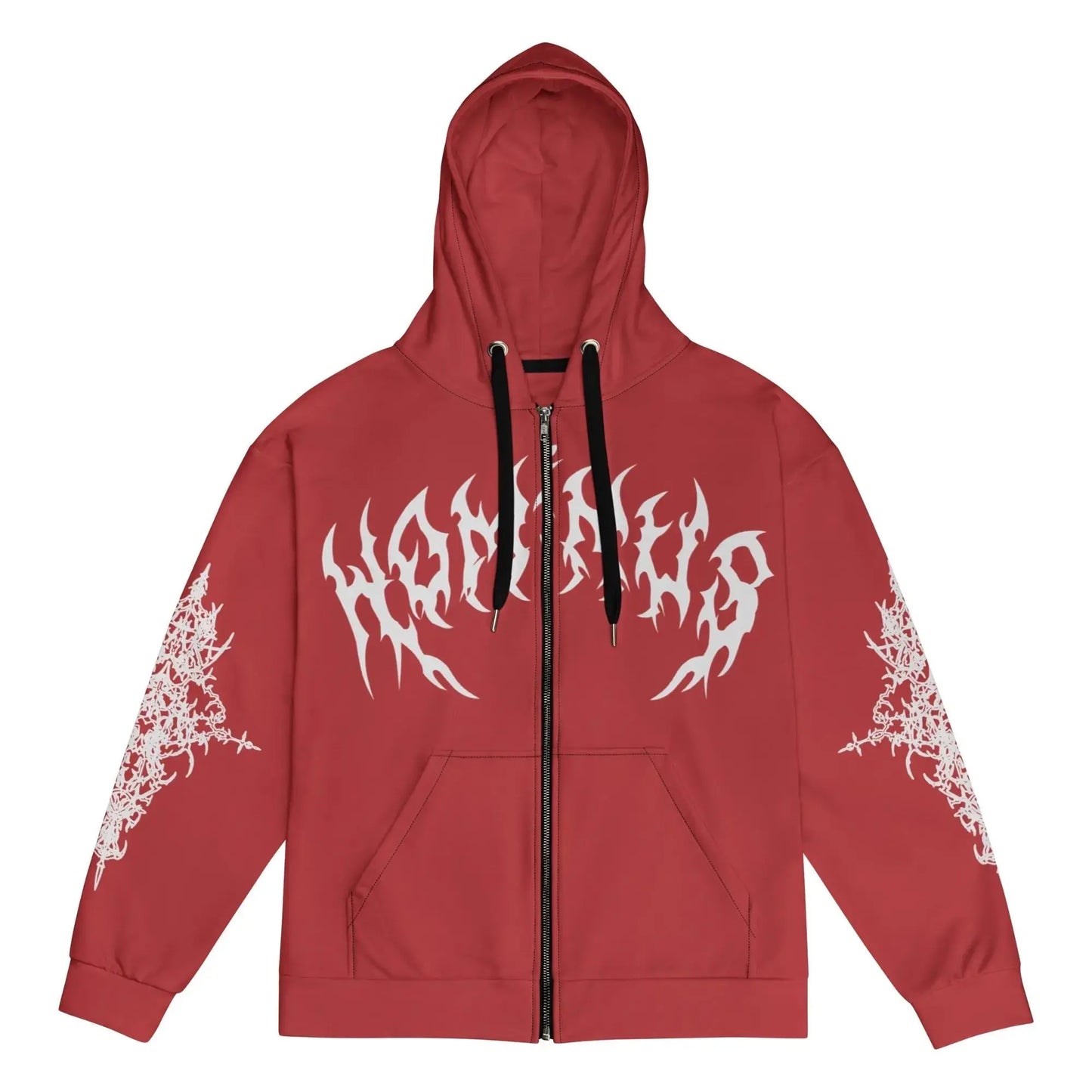 Y2K Washed Retro Gothic Flame Print Oversized Zipper Hoodie Hominus Denim