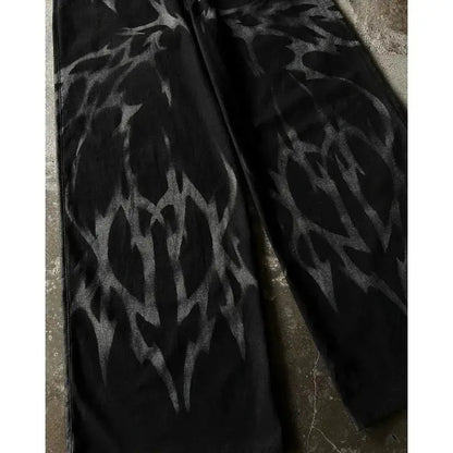 Y2K Wide Leg Gothic Printed Baggy Jean - Hominus Denim