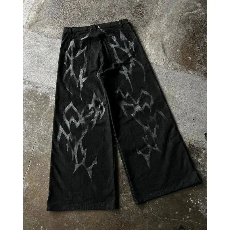 Y2K Wide Leg Gothic Printed Baggy Jean - Hominus Denim