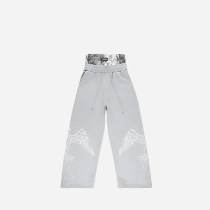 Y2K retro sweatpants high street print camouflage double waist straight leg pants angel pattern solid color men women casualwear Hominus Denim