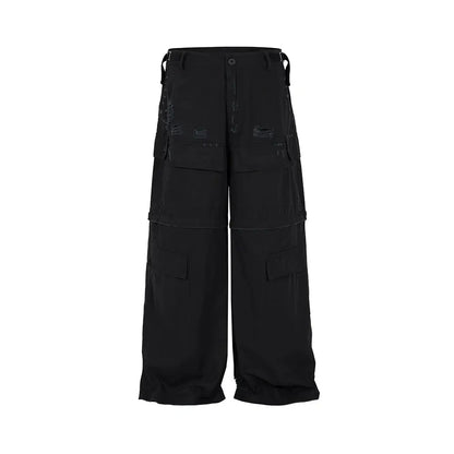Y2k Pantalones Hombre Removable Pockets Damaged Cargo Pants for Men and Women Streetwear Solid Baggy Overalls Oversized Trousers Hominus Denim