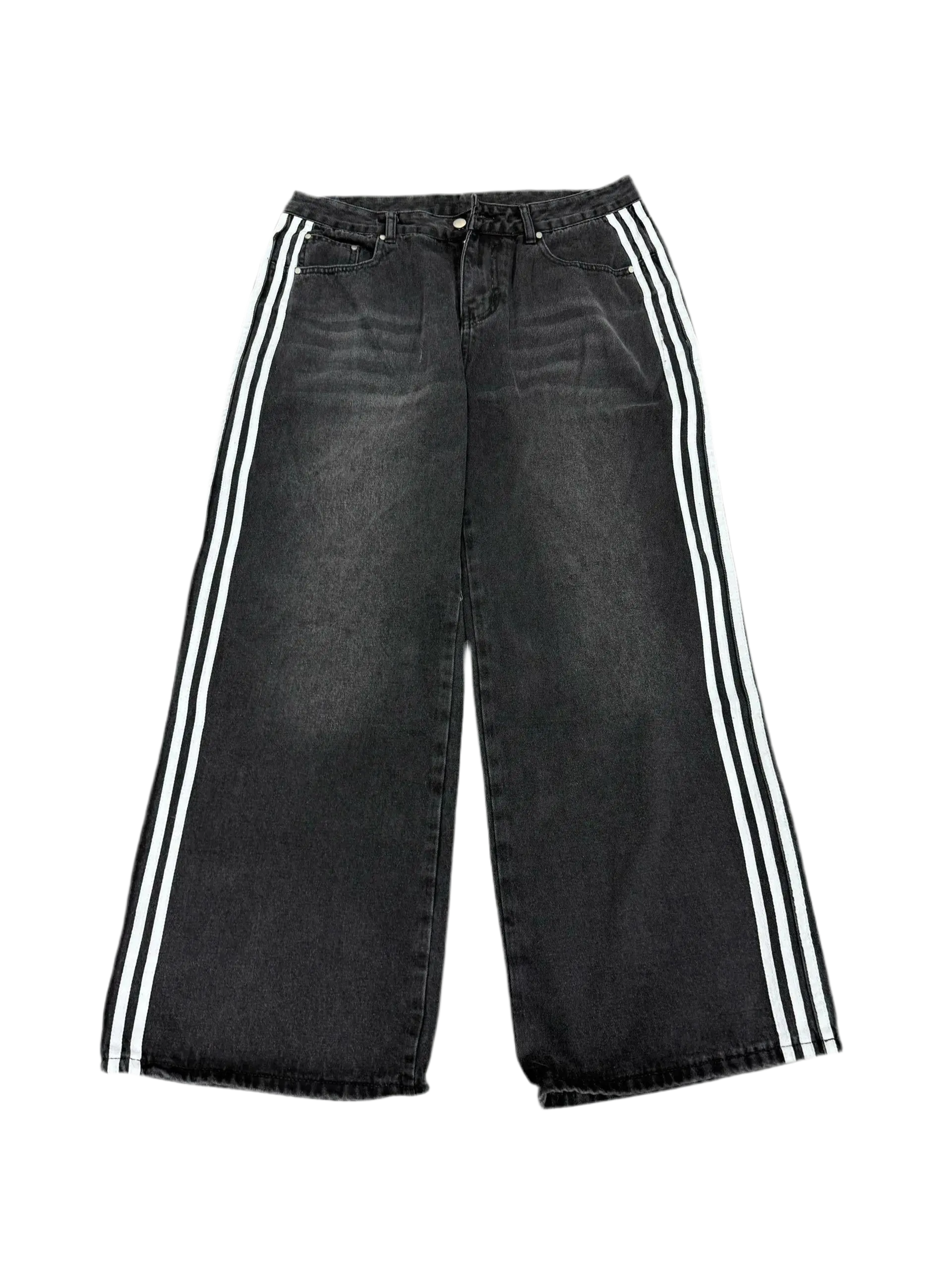 Y2k Washed Striped Baggy Jean Hominus Denim
