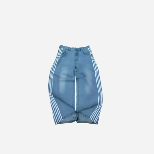 Y2k Washed Striped Baggy Jean Hominus Denim