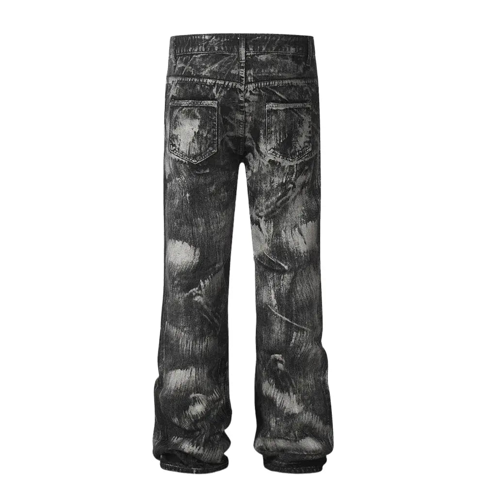 Zipper Decoration Jeans Mens High Street Washed Distressed Straight Loose Trousers Men Denim Pants Hominus Denim