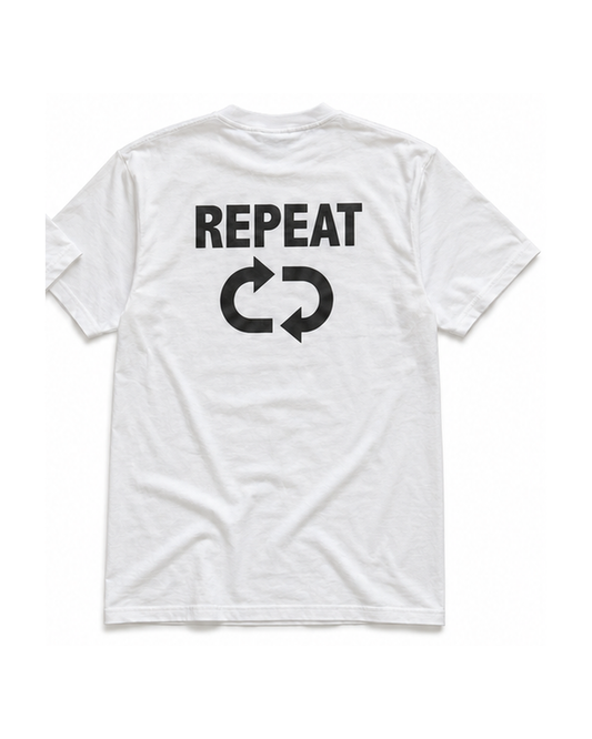 Archived Memories Repeat iPod Era oversized white graphic T-shirt back view