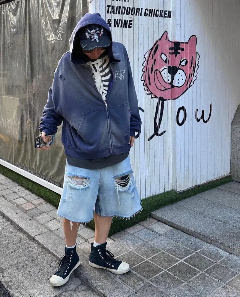 ripped washed short Hominus Denim